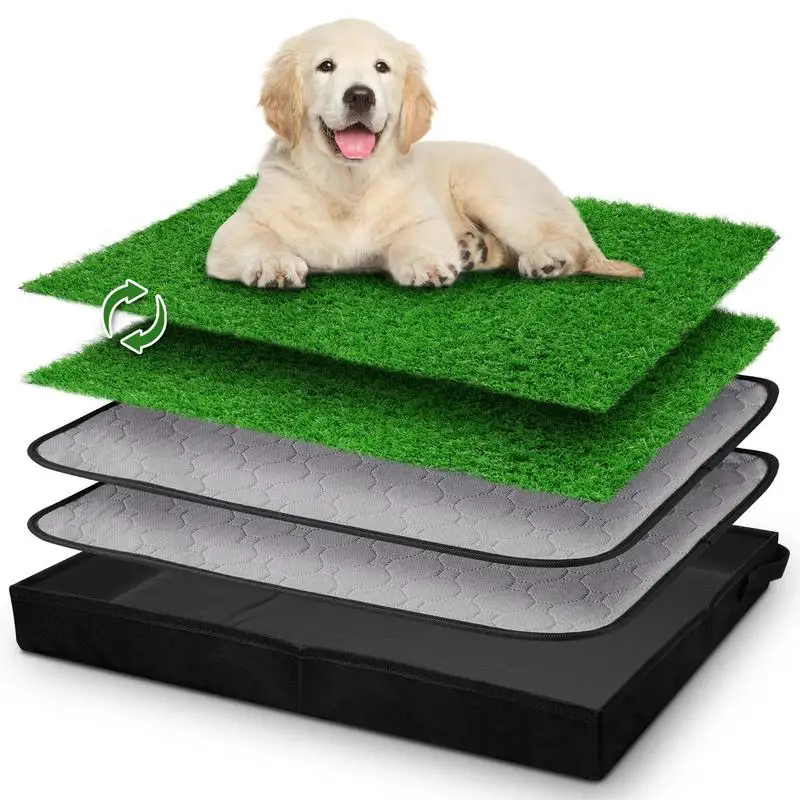 

Potty Grass For Dogs Artificial Dog Grass For Pet Training With Foldable Tray Bathroom Turf For Small Dog Pee Training In House