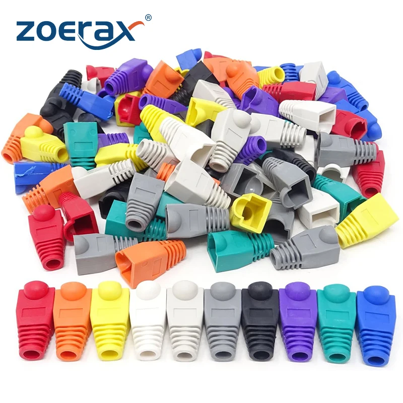 ZoeRax 100 Pack RJ45 CAT6 CAT6E CAT5 CAT5E Ethernet сетевой кабель сброс натяжения сапоги кабеля Разъем Крышка (OD 6,0 мм)