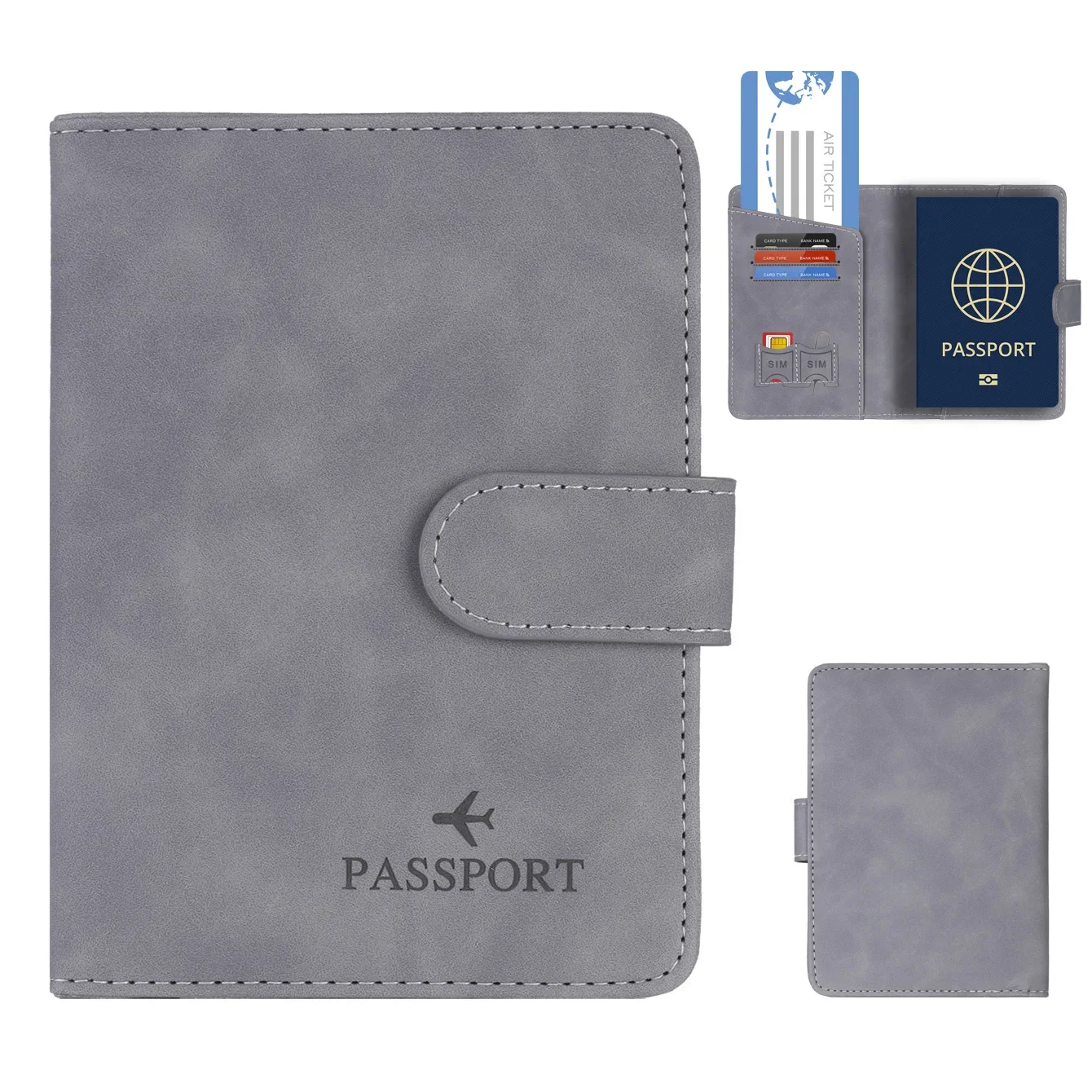 Unisex RFID Blocking Leather Passport Holder Cover Wallet