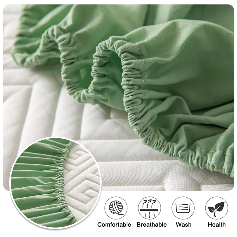 Waterproof Mattress Cover Multi Size Fitted Sheet Bed Cover Machine-Wash Bedspreads For Double Bed Anti Stain 12 Colors Bed Home 4