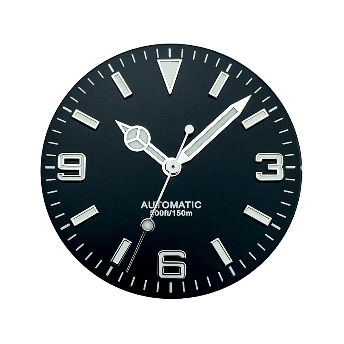 Black and White Explorer Style Watch Dial and Hands Set with Luminous BGW9
