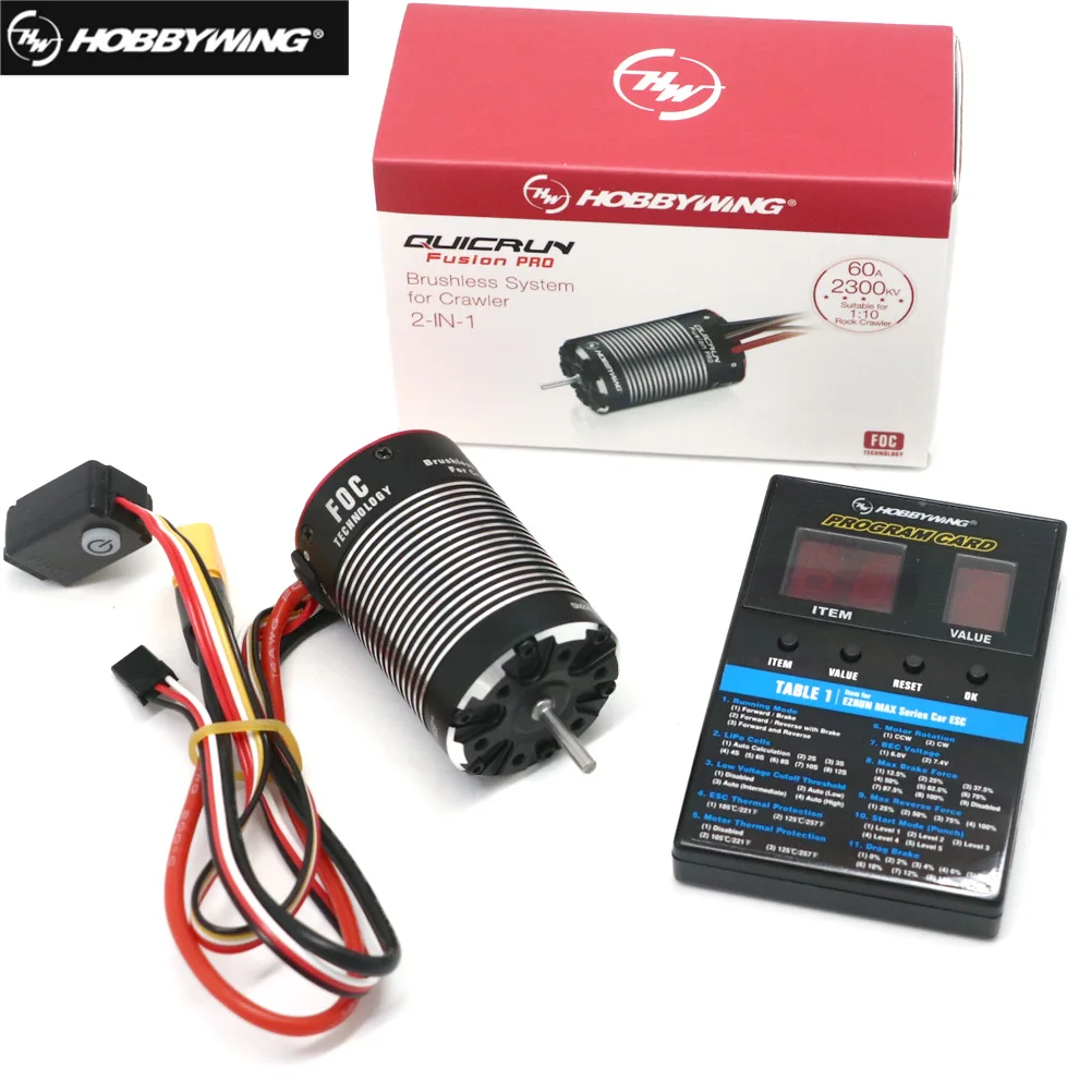 

HOBBYWING QUICRUN Fusion PRO 2-IN-1 2300KV Brushless Motor and ESC Integrated for 1/8 1/10 RC Remote Control Model Car Crawler