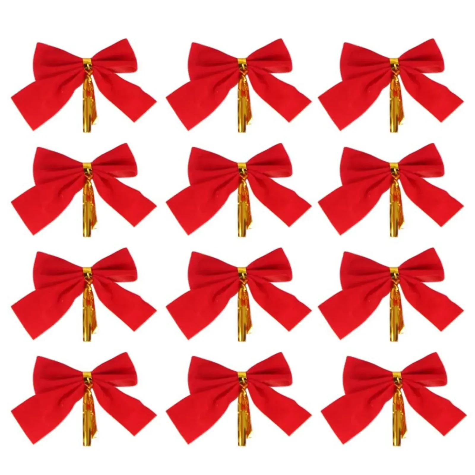 Christmas Bow Ornaments 12pcs Butterfly Bow Hanging Deco for Christmas Home Gold Silver Red Bowknot Xmas Tree Ornaments New Year Pendant