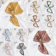 

Fashion Striped Silk Small Scarf Women Head Neck Scarves Narrow Long Vintage Imitation Silk Collar Scarf Hijabs Foulard Scarves