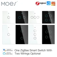 Moes ZigBee Wall Touch Smart Light Switch With Neutral/ No Neutral No Capacitor Smart Life APP Tuya Voice control Alexa Google 1