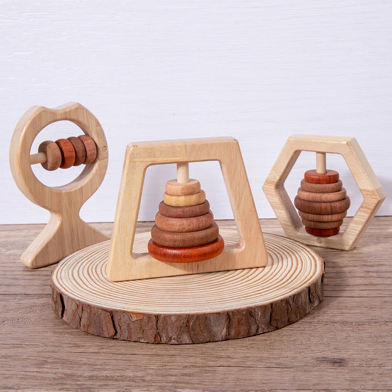 Christmas gift Baby Rattles Chinese Supplier Wooden Children Educational Wooden Toys Puzzle Early Education Montessori