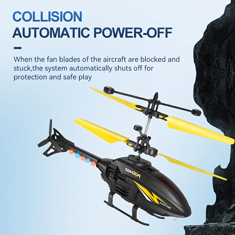 2채널 제스처 컨트롤 서스펜션 헬리콥터 RC 원격 유도 항공기 충전식 LED 조명 어린이 장난감 (남아용)