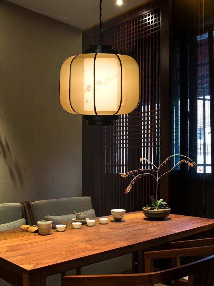 

Zen modern circular hand-painted fabric art with Chinese style, classical restaurant, seating, tea room, aesthetically pleasing