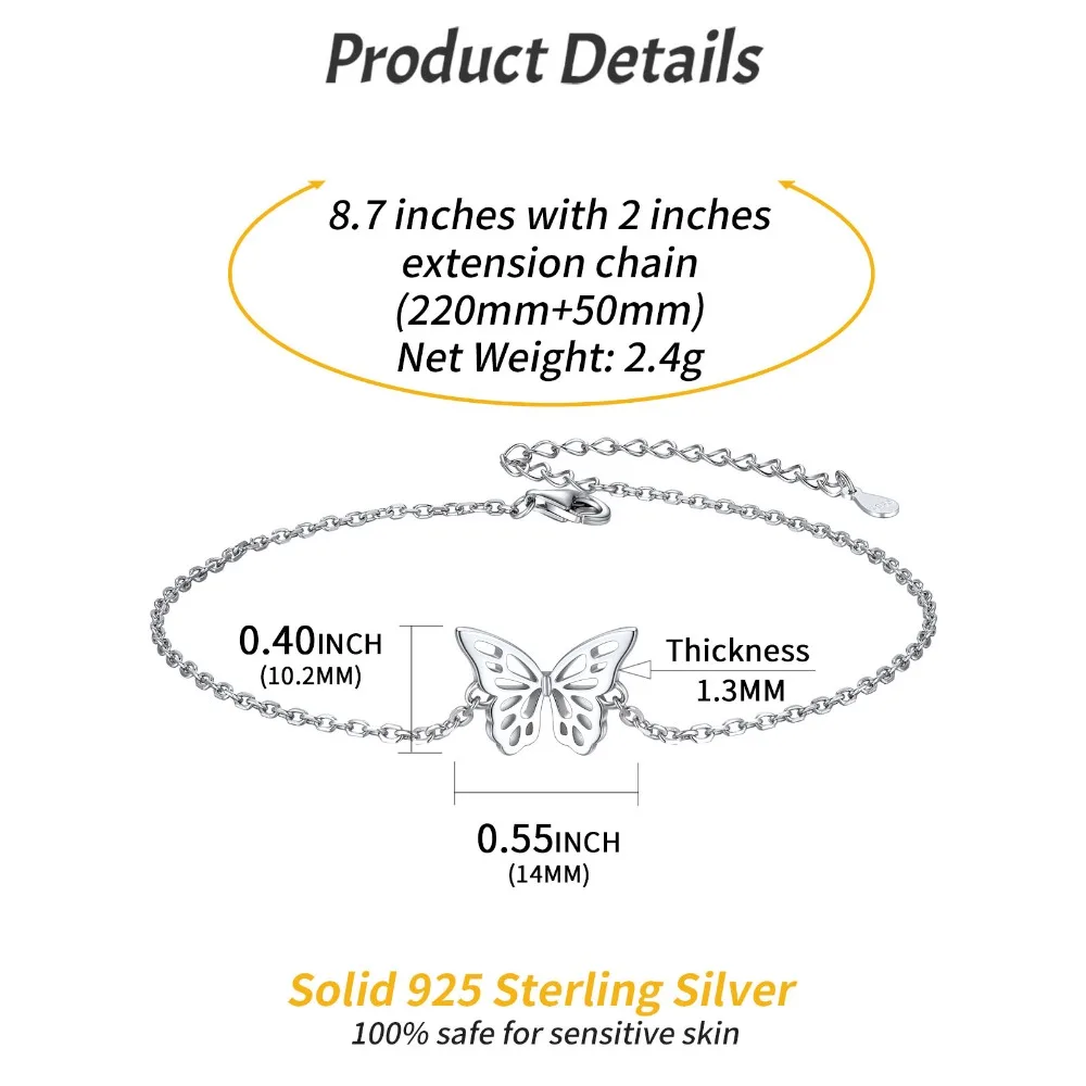 U7 925 Sterling Silver Anklets for Woman Infinity Moonstone Evil Eye Butterfly Star Heart Ball Rolo Chain Ankle Bracelet Jewelry