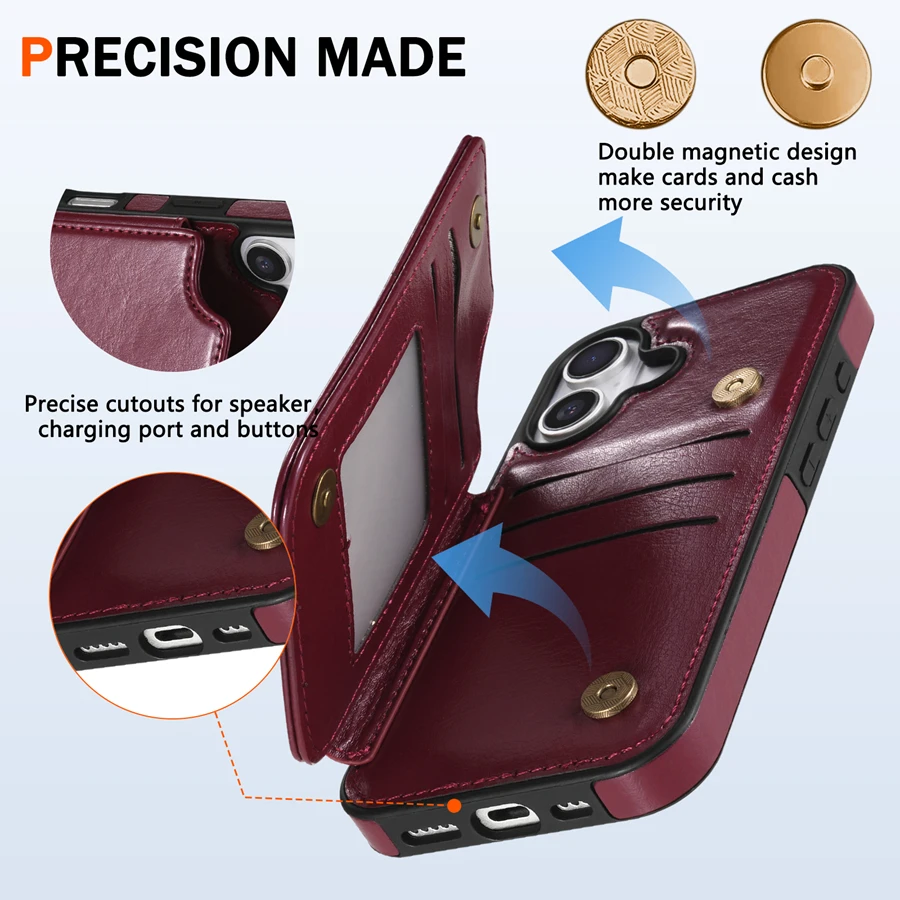 RFID-blockierende Brieftasche mit Diebstahlschutz und magnetischer Ledertasche für iPhone Air 17 Pro, 17 Pro Max, 17e – Stoßfeste Kartenhülle – Detail 10
