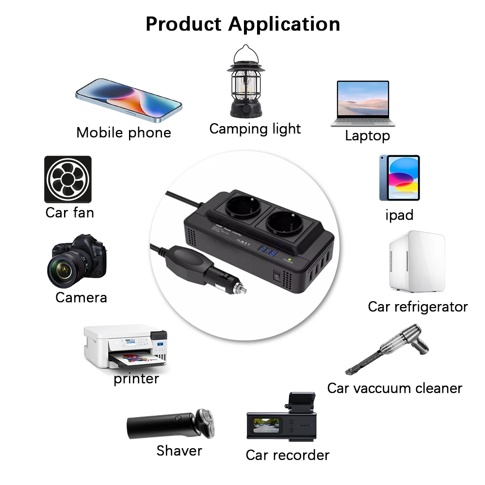 4 USB 400W Peak Power Accessories Cigarette Lighter DC To AC 12V to 220V Car 200W Inverter Auto Mounted Inverter AC EU Socket,vehicle inverter,car converter inverter,car inverter,car power converter,power inverter