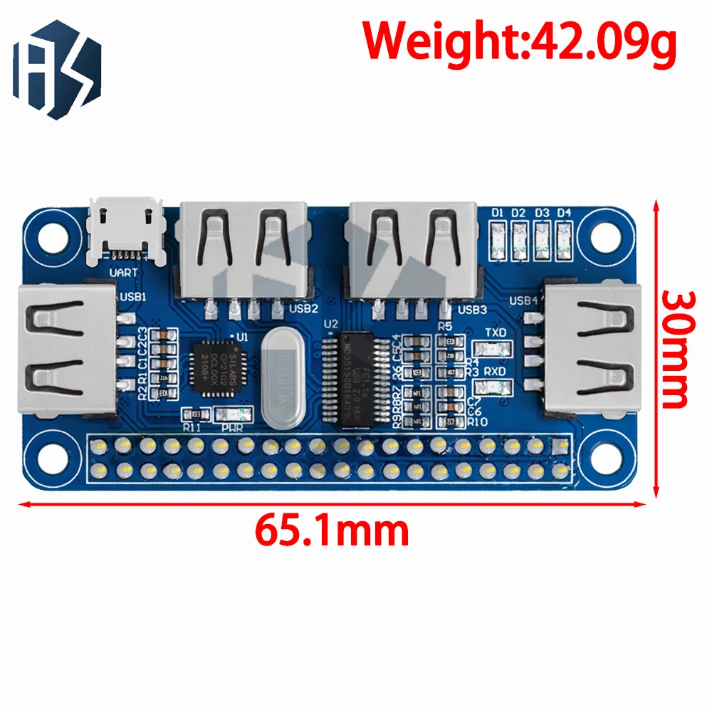 Advanced 4-Port USB HUB HAT Extension Board