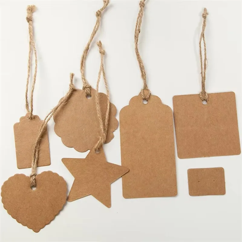 친환경 헤비듀티 헤비웨이트 크래프트 빈 태그(350gsm) 100팩 ? 선물, 파티 및 휴일을 위한 DIY 인쇄 가능 라벨