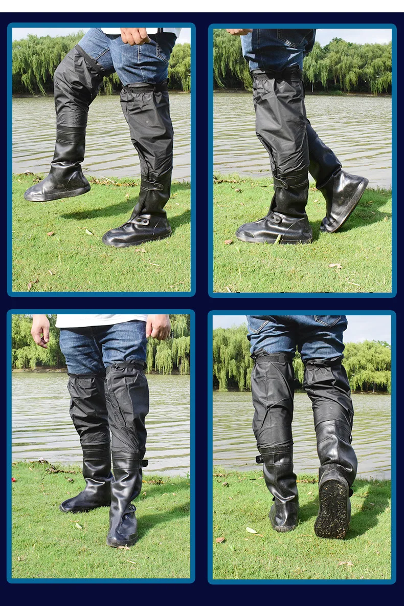 Lengthen Wading Pants Rain Boots Lightweight PVC Waterproof Non-slip Men  Women Outdoor Cycling Hiking Fishing Pants Rain Pants