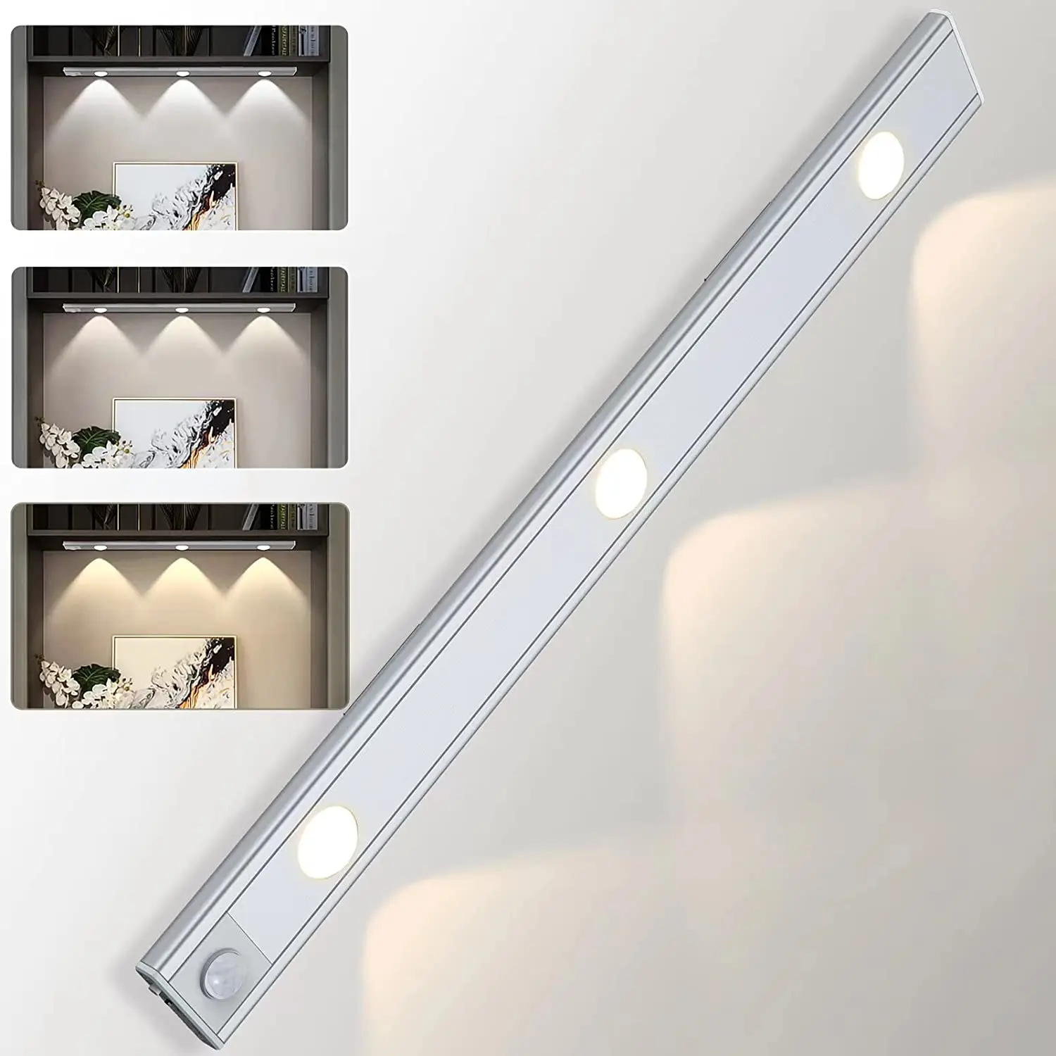 LED Under Cabinet Light PIR Motion Sensor Night Light 20/30/40CM USB Rechargeable Wardrobe Closet Night for Bedroom Kitchen Lamp