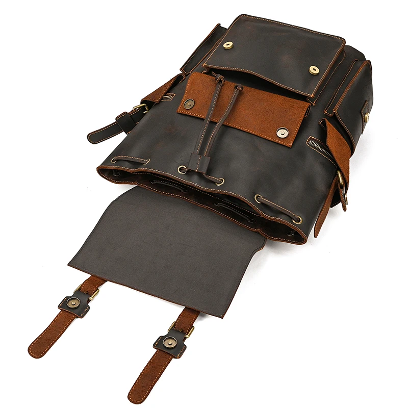 Leather Backpack Travel Pioneer™ - Dark Brown