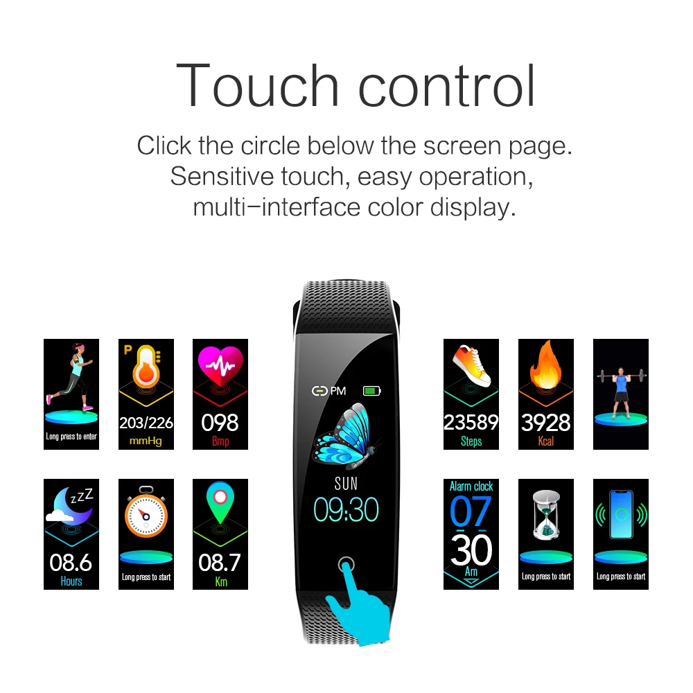 CB501H Smart Watch Band Phone Calls Reminder Sports Fitness Tracker Heart Rate Monitoring IP68 Waterproof C5S-U Smartwatch 2