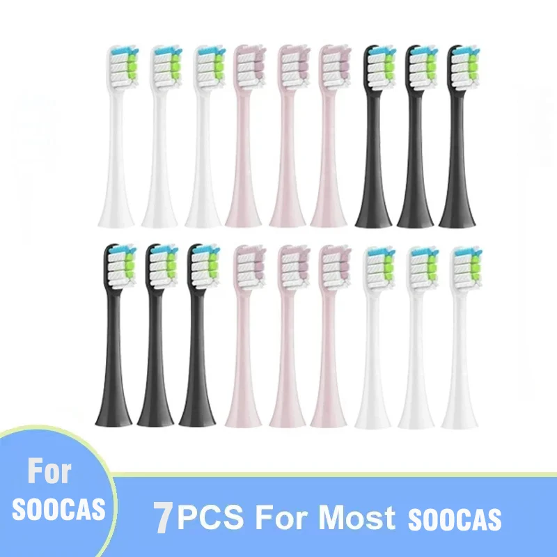 

For Xiaomi SOOCAS X3 X5 X3U X1 V1 V2 SOOCARE Head 7pcs Replacement Heads Brush Heads Soft DuPont Sonic Toothbrush Vacuum Bristle