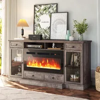 Fireplace TV Stand for 80 Inch TV, Entertainment Center with 36" Electric Fireplace, Media Console Cabinet for Living Room 1
