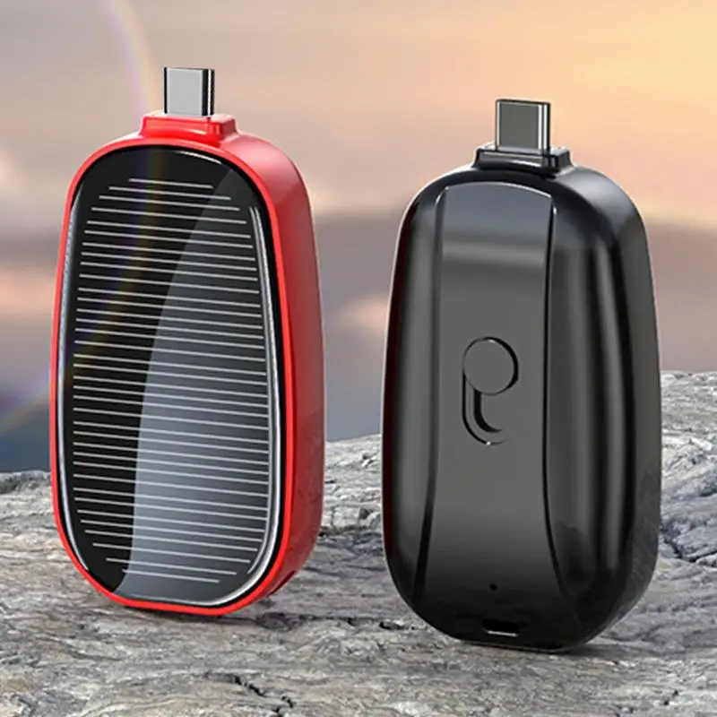 

Portable Solar Phone Charger Compact Power Bank Mini Keychain Power Bank Small For Phone TYPE-C Emergent Backup Power 1200mAh