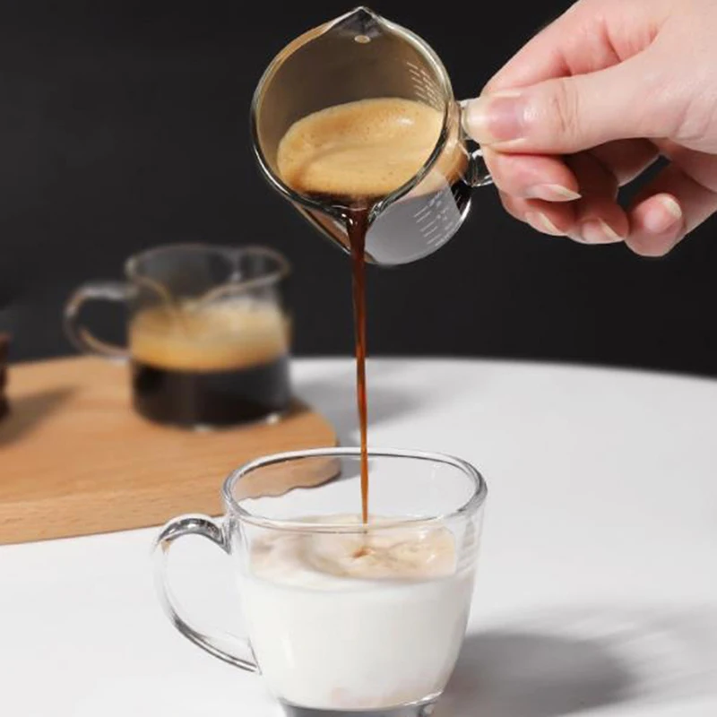 70ml/75ml/80ml/150ml Glass Espresso Measuring Cup Double/Single Mouth Milk Jug Coffee Supplies Clear Scale Kitchen Measure Mug