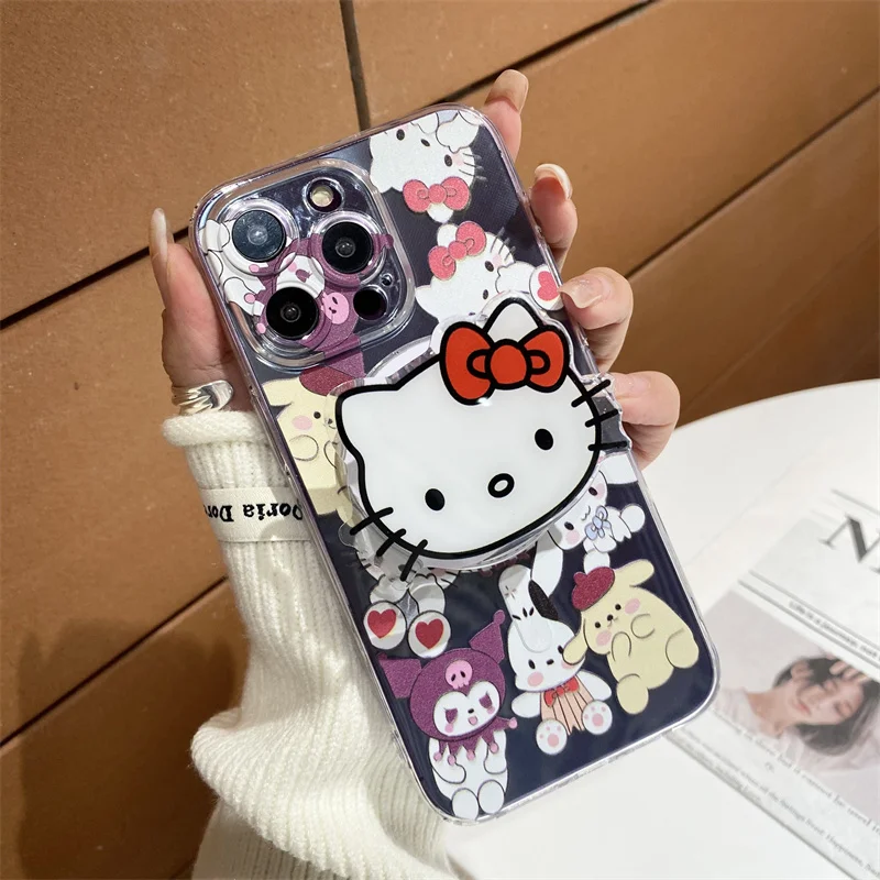 thumbnail image 1 of Funda de silicona Magsafe con carga inalámbrica para iPhone, carcasa magnética transparente y suave con soporte de Pochacco para iPhone 15, 14, 13, 12, 11 Pro Max, 1 of 5