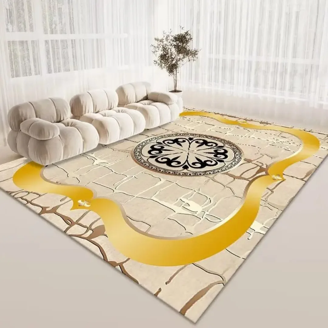 Luxury Gold Area Rug for Living Room Decoration Home Sofa Tables Rugs ...