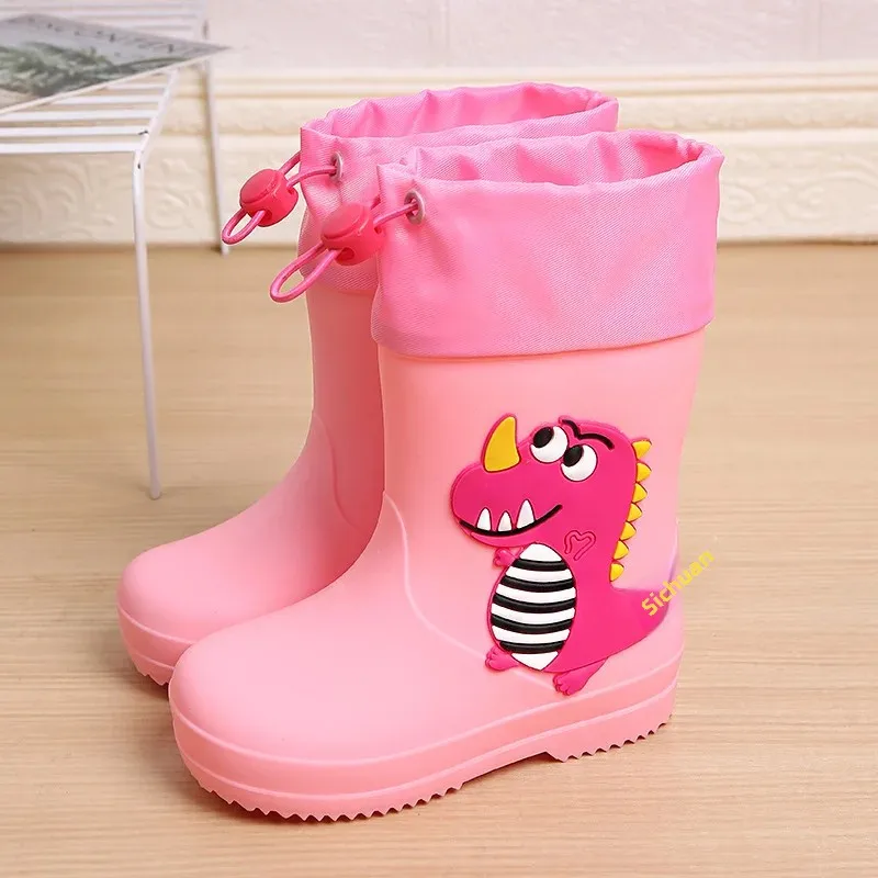 thumbnail image 1 of Botas de lluvia de goma impermeables para niños, zapatos de lluvia antideslizantes con bonito diseño de dibujos animados para niños y niñas, guardería, Rainboo para niños, 1 of 4