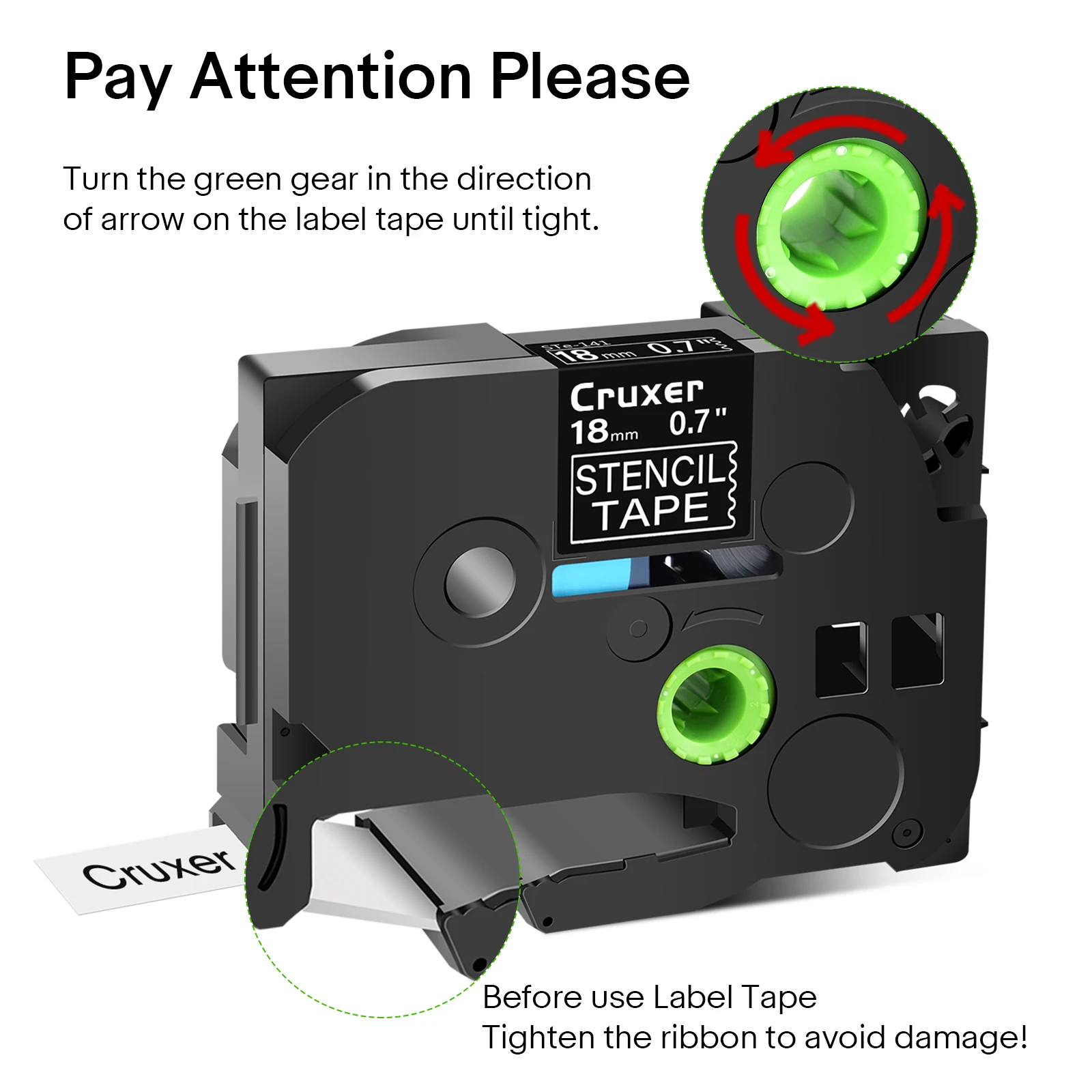 STe-141 STe-151 161 스텐실 테이프, 블랙 온 클리어 비접착 라벨 테이프, 브라더 P-터치 프린터 호환, 18mm, 24mm, 36mm