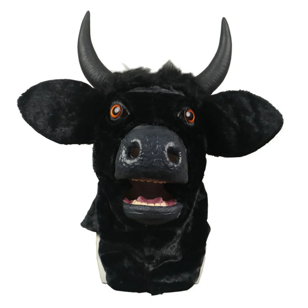 

Halloween Mask Realistic Mouth Mover Cow - Creepy Moving Bull Fursuit Animal Head Rubber Latex Cosplay Party Masquerade