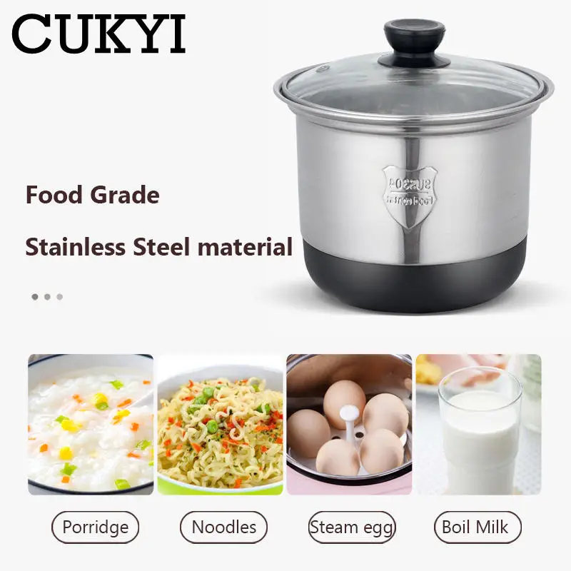 CUKYI Electric 3 in 1 Household Breakfast machine mini bread toaster baking oven omelette fry pan hot pot boiler food steamer EU 5