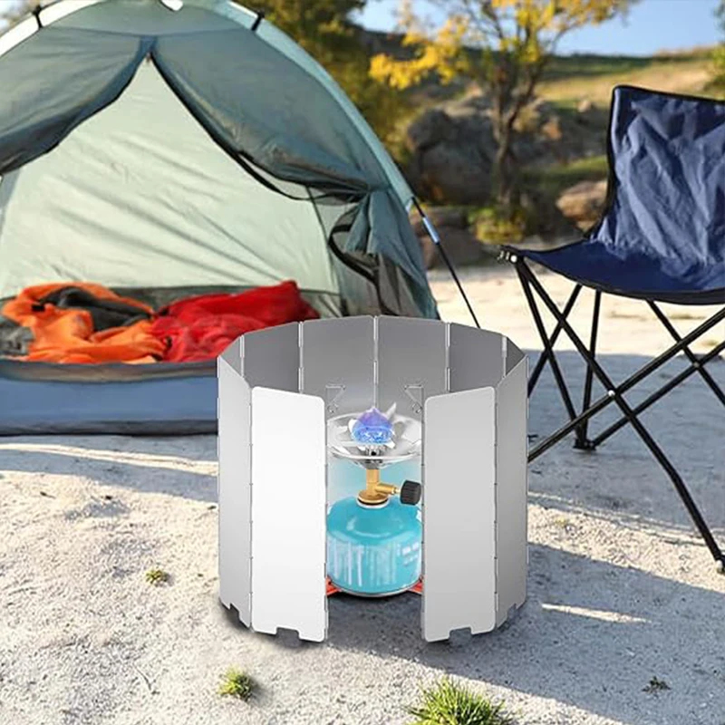Foldable Oil Splatter Guard Gas Stove Wind Shield Camping Stove Windscreen for Outdoor Camping Gas Oil Splash Guard