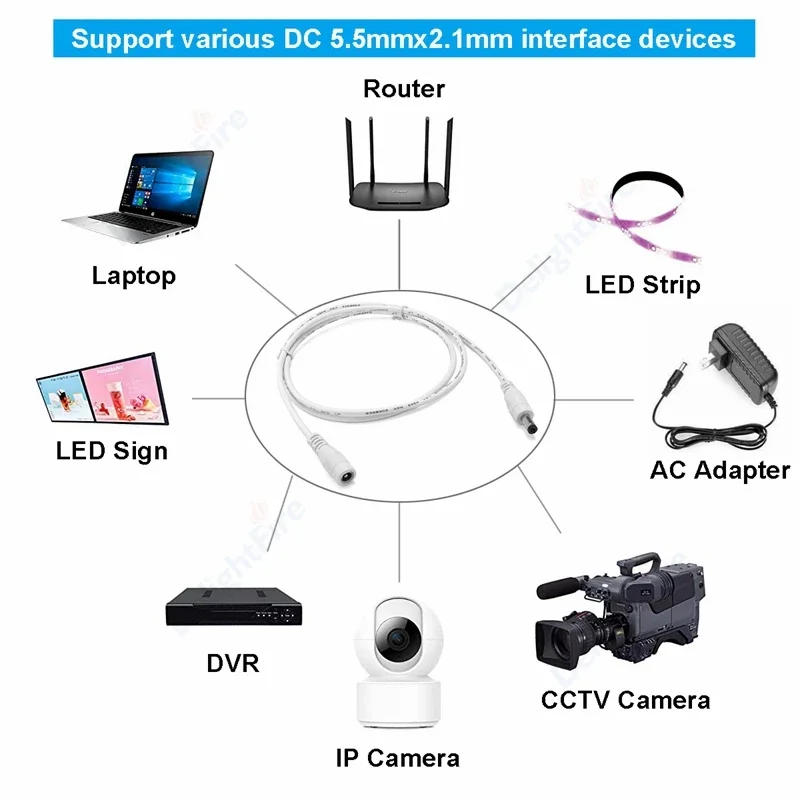 รูปสินค้า สายไฟ DC 5.5/2.1 มม. สำหรับโซลาร์เซลล์และอุปกรณ์ไฟฟ้า