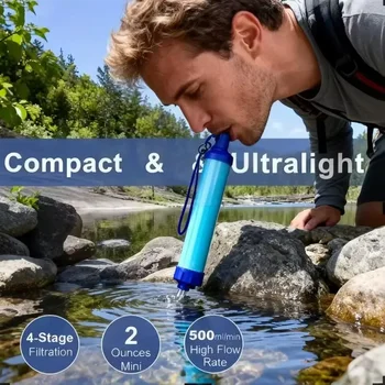 เครื่องกรองน้ำพกพาสำหรับตั้งแคมป์ เดินป่า และกรณีฉุกเฉิน - กรองน้ำกลางแจ้ง ประสิทธิภาพสูง น้ำดื่มปลอดภัยขณะเดินทาง 1