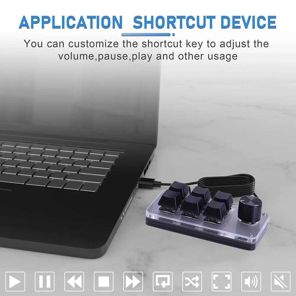 6 Key 1 Knob Programming Macro  Knob Keyboard Bluetooth-Compatible/Wired RGB Copy Paste Mini Button for Macbook PC Laptop
