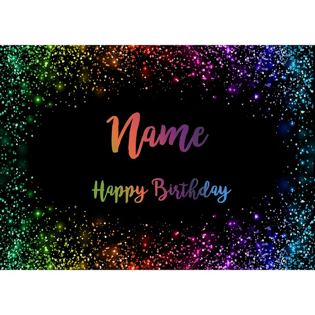 Birthday Banner Customize Photo Background Custom Name Silver Golden Pink Glitter Photophone Backdrops Party Decor Photocall Deep Purple