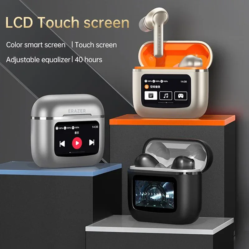 Original ERAZER XP1 Bluetooth Earphones LCD Intelligent Color Screen Wireless Headphones Touch Screen Global Language