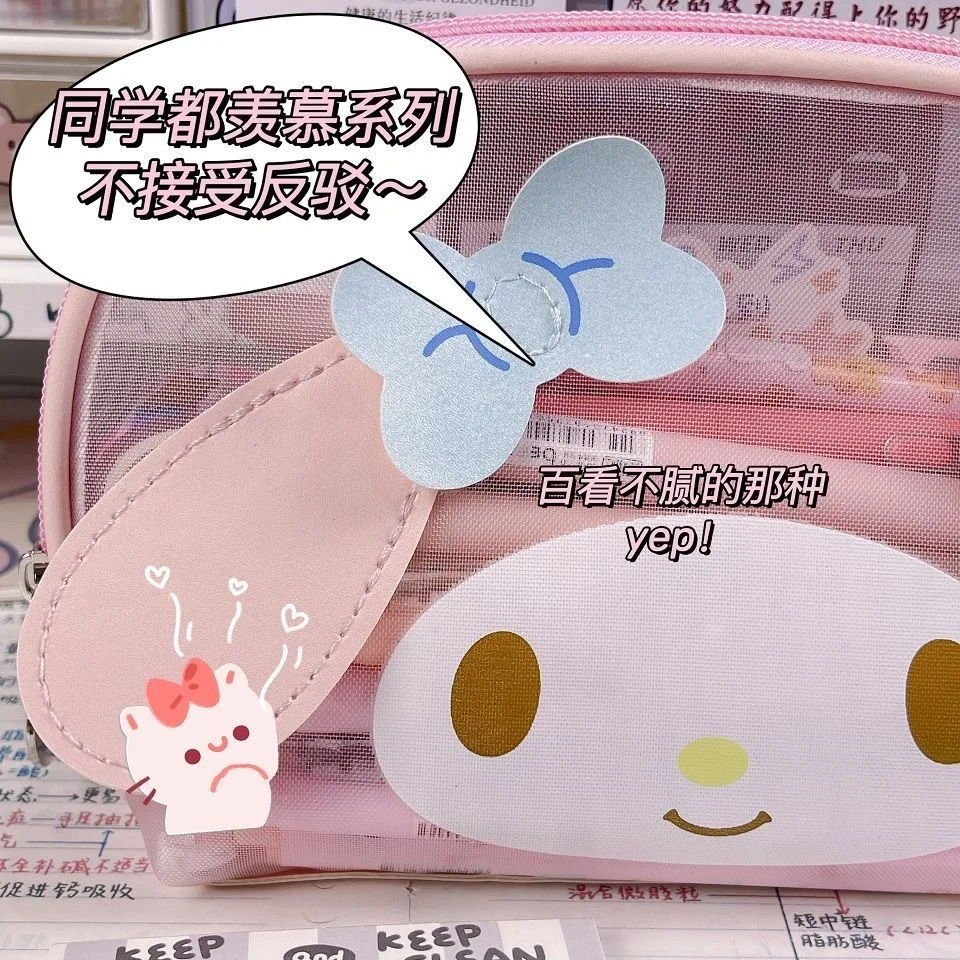 

Kawaii Sanrio My Melody Cinnmoroll Pencil Case Limited Embroidered Leather Pencil Case Large Capacity Storage Pencil Case
