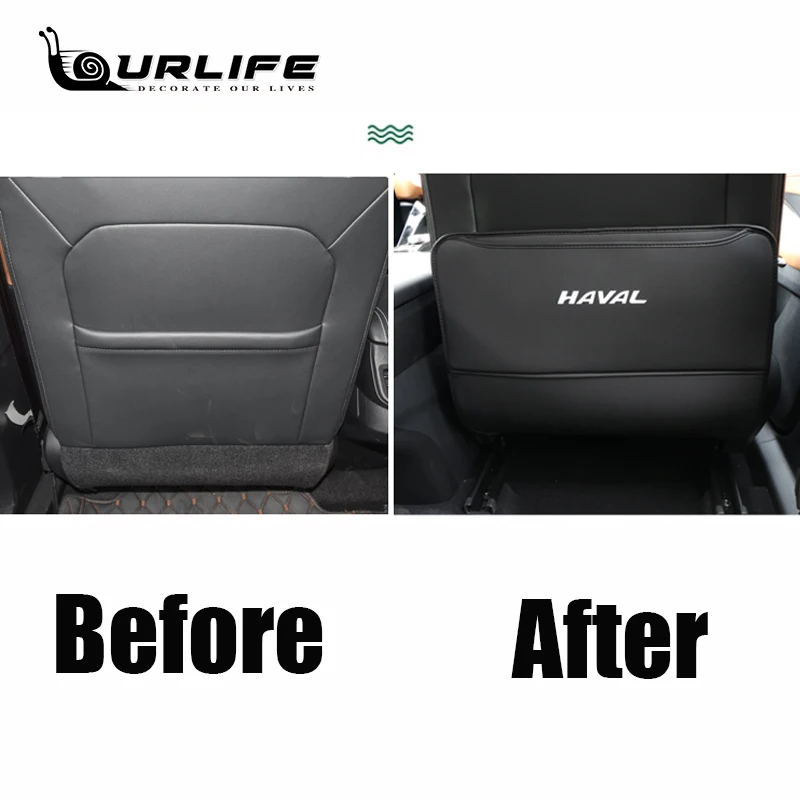Haval Jolion Pro PU 가죽 카시트 등받이 보호대, 킥 방지 방수, 사계절 범용 미끄럼 방지 자동차 제품
