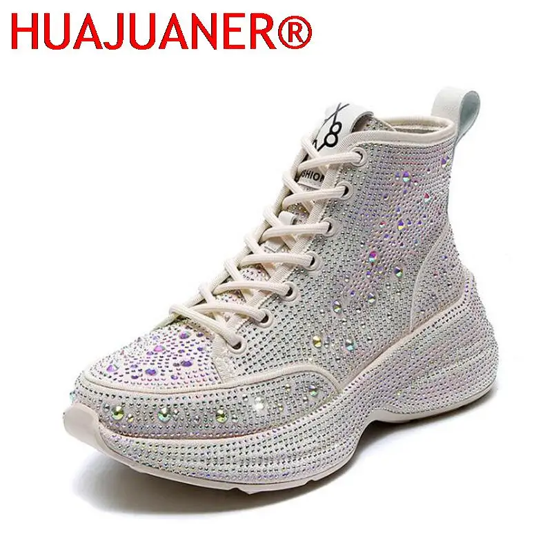 

2023 Shiny Rhinestones Thick Sole Autumn Winter Short Ankle Women Boots Women's Shoes for Woman Booties Boots for Women