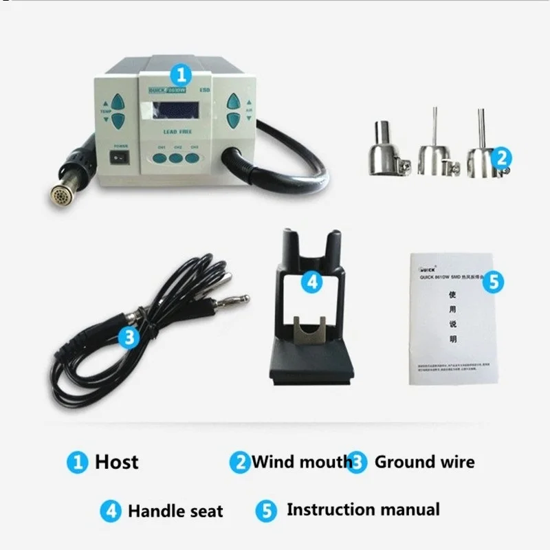 (In Stock) Pcb Motherboard Soldering Repair Welding Station Lead-Free Hot Air Rework  Quick 861DW With Big Power 1000W lead free quick soldering iron station led display with one soldering tip for phone motherboard repair quick ts1200a