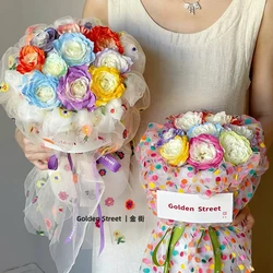 Flower Wrapping Yarn Dopamine Series Floral Bouquet Wrapping Paper Embroidery Flowers Yarn Net Packaging Paper Gift Packaging