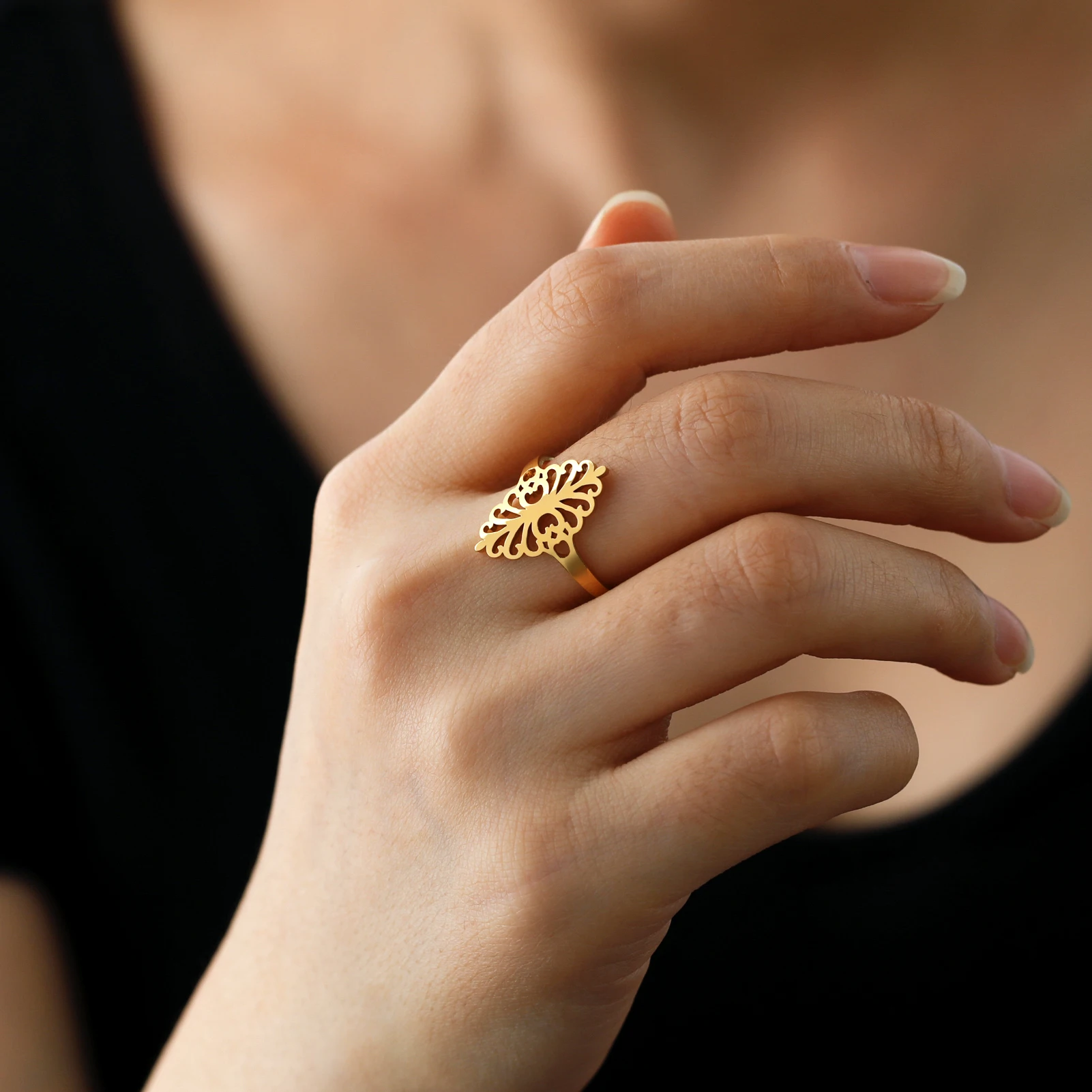 Braided Cross Stainless Steel Ring 18k Gold Color Oil Drop Open Ring Women  at Rs 210/piece | सोने का पानी चढ़ी हुई अंगूठी in New Delhi | ID:  25724416697