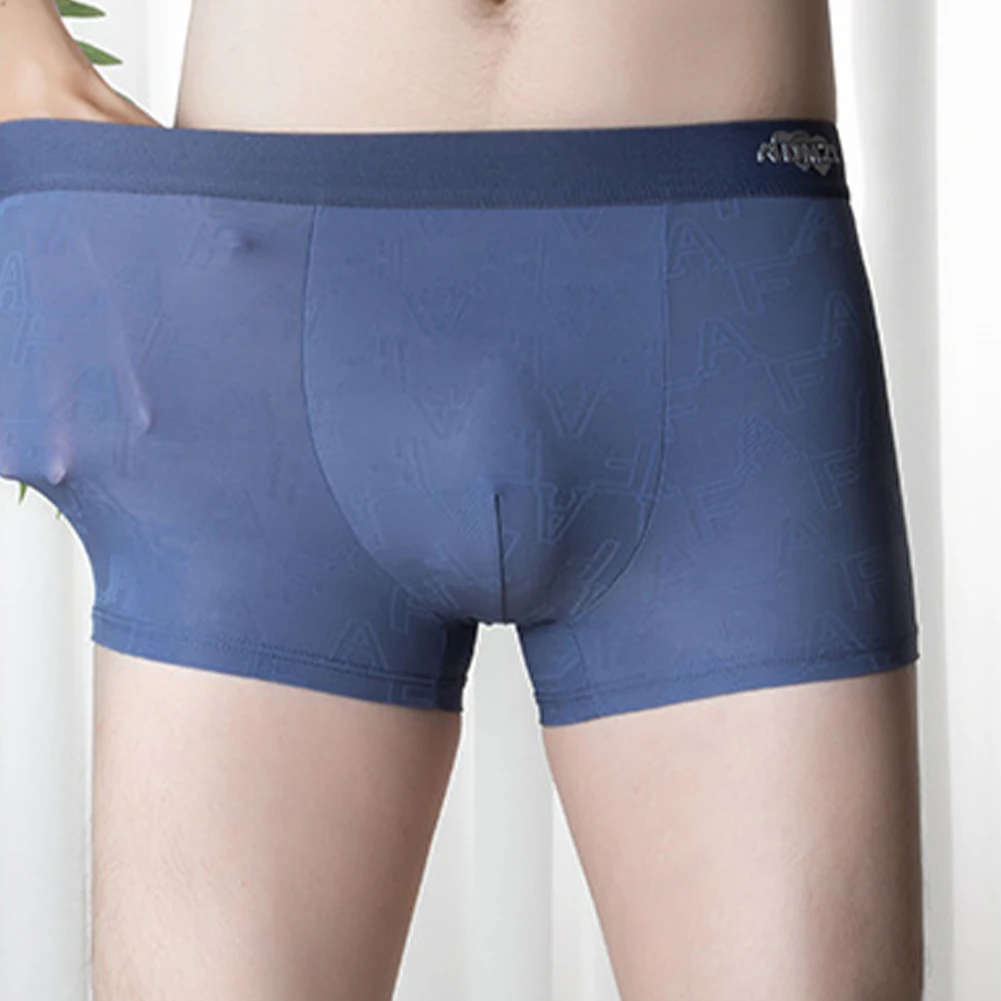 

Men Boxer Underwear Ice Silk U-Pouch Briefs Seamless Soft Trunks Silky Elasticity Shorts Underpants Tight Caual Swimwear New
