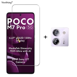 Premium Tempered Glass Screen Protector with Camera Lens Film and Full Adhesive Coverage for Poco M7 Pro 5G (1 Glass and 1 Lens)