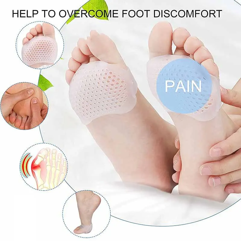Silicone Gel Forefoot Pads Pain Relief Support Front Feet Care Slip Resistant Pads Prevent Grind Feet Foot Care Pad