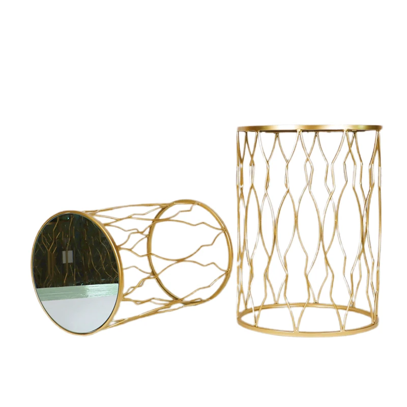 Nordic Style Coffee Tables Set Of 2 With Mirror Top Tray Rattan Modern Iron Ending Decor Set Tables