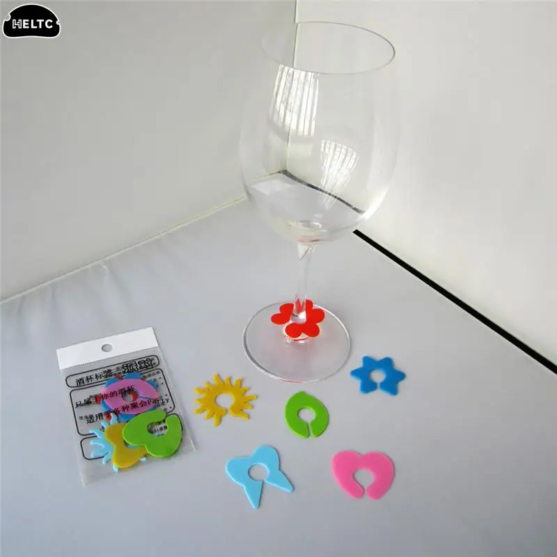 1/6/8/12pcs Mini Circle Wine Glass Marker Cup Identification Ring Recognizer Label Marker Party Accessories Mark Party Supplies
