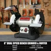 8 inch Dual Speed Bench Grinder & Buffer, Professional Low High Speed Bench Grinder Buffer with Cast Iron Base TDS-200DS 2