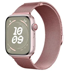 Luxury Milanese Metal Strap for Apple Watch - Elegant Bracelet Design (Pink Gold)